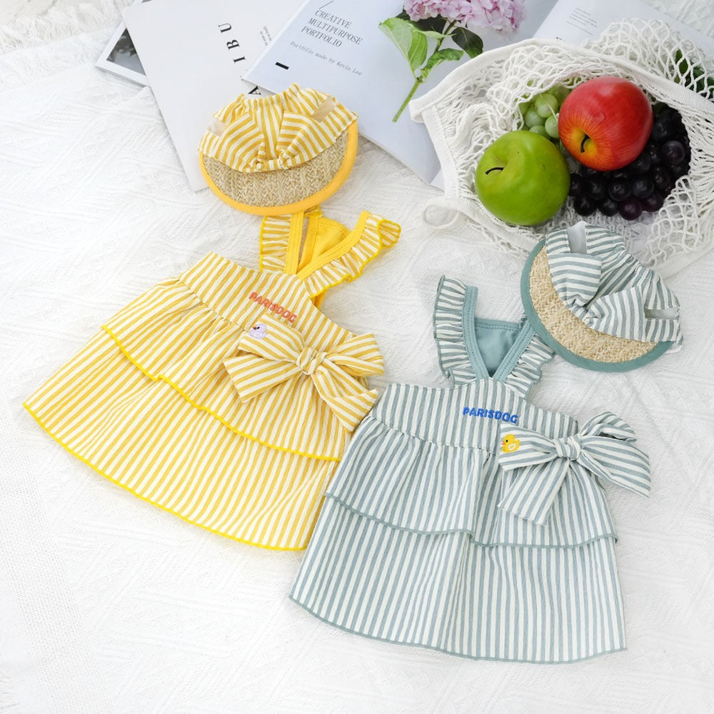 Butter Stripe Frill Dress Set