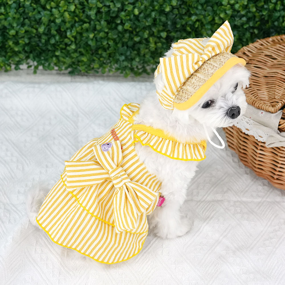 Butter Stripe Frill Dress Set