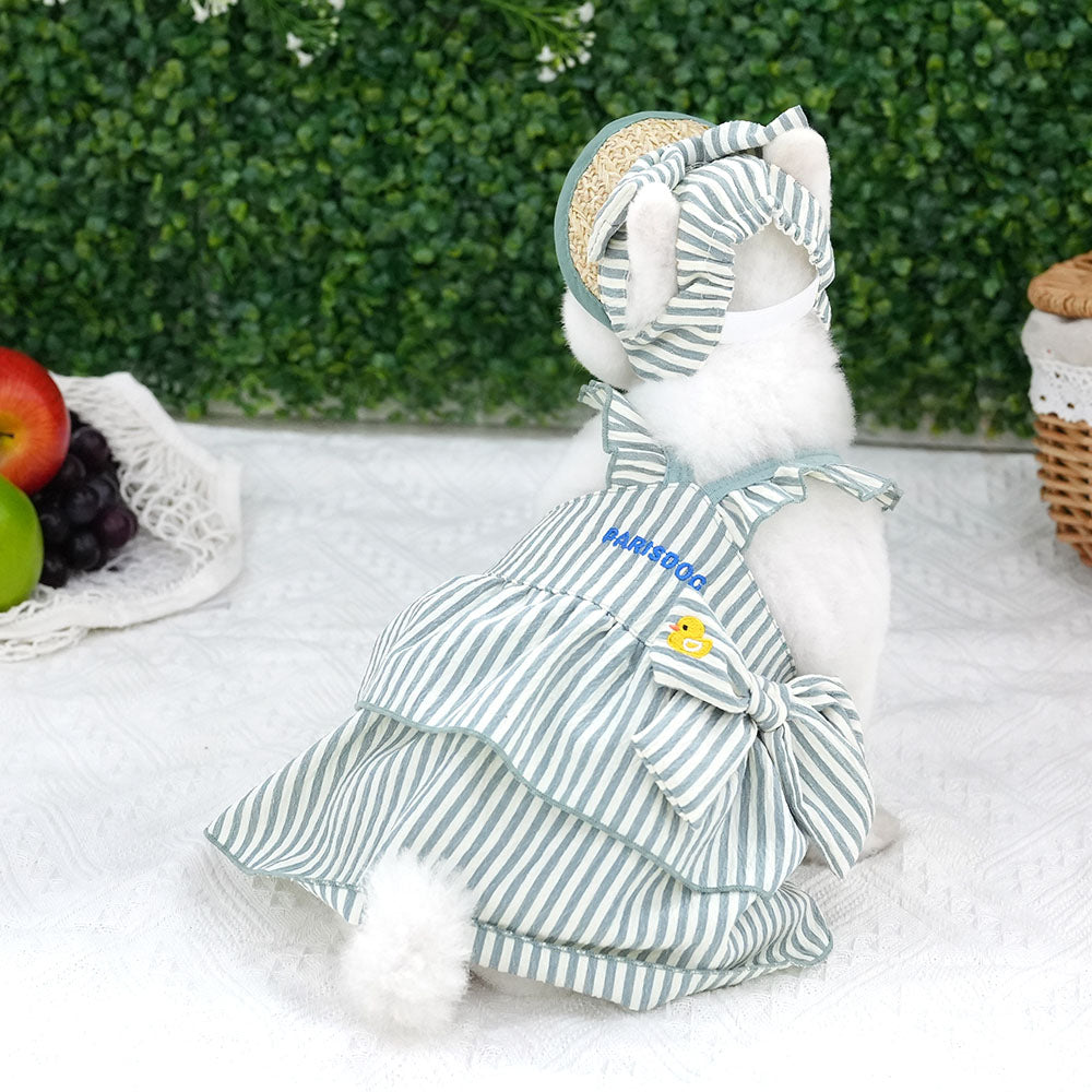 Butter Stripe Frill Dress Set