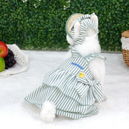 Butter Stripe Frill Dress Set